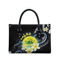 Palau United Nations Day Leather Bag Polynesian Curves Plumeria - Polynesian Pride