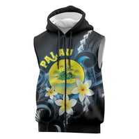 Palau United Nations Day Sleeveless Zip Hoodie Polynesian Curves Plumeria LT05 Black - Polynesian Pride