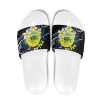 Palau United Nations Day Slide Sandals Polynesian Curves Plumeria - Polynesian Pride
