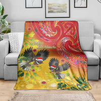 New Zealand Piwakawaka Christmas Blanket With Maori Pattern LT05 - Polynesian Pride