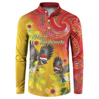 New Zealand Piwakawaka Christmas Button Sweatshirt With Maori Pattern LT05 Yellow - Polynesian Pride