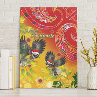 New Zealand Piwakawaka Christmas Canvas Wall Art With Maori Pattern LT05 Without Frame Yellow - Polynesian Pride