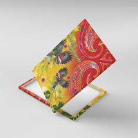 New Zealand Piwakawaka Christmas Canvas Wall Art With Maori Pattern LT05 With Frame Yellow - Polynesian Pride