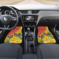 New Zealand Piwakawaka Christmas Car Mats With Maori Pattern LT05 Set 2pcs - Front Yellow - Polynesian Pride