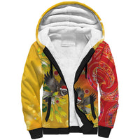 New Zealand Piwakawaka Christmas Sherpa Hoodie With Maori Pattern LT05 Unisex Yellow - Polynesian Pride