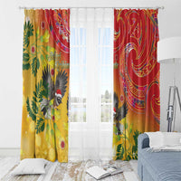 New Zealand Piwakawaka Christmas Window Curtain With Maori Pattern LT05 - Polynesian Pride