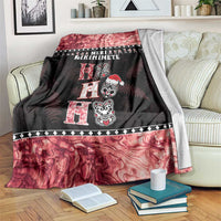 New Zealand Tiki Christmas Blanket Ho Ho Ho Paua Shell Glitter Red LT05 Black - Polynesian Pride