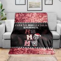 New Zealand Tiki Christmas Blanket Ho Ho Ho Paua Shell Glitter Red LT05 - Polynesian Pride