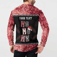Personalised New Zealand Tiki Christmas Button Sweatshirt Ho Ho Ho Paua Shell Glitter Red LT05 - Polynesian Pride