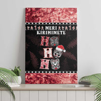 New Zealand Tiki Christmas Canvas Wall Art Ho Ho Ho Paua Shell Glitter Red LT05 - Polynesian Pride