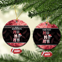 Personalised New Zealand Tiki Christmas Ceramic Ornament Ho Ho Ho Paua Shell Glitter Red LT05 Circle Black - Polynesian Pride