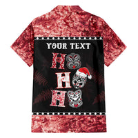 Personalised New Zealand Tiki Christmas Family Matching Tank Maxi Dress and Hawaiian Shirt Ho Ho Ho Paua Shell Glitter Red