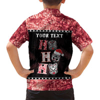 Personalised New Zealand Tiki Christmas Hawaiian Shirt Ho Ho Ho Paua Shell Glitter Red LT05 - Polynesian Pride