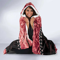 New Zealand Tiki Christmas Hooded Blanket Ho Ho Ho Paua Shell Glitter Red LT05 - Polynesian Pride