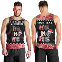 Personalised New Zealand Tiki Christmas Men Tank Top Ho Ho Ho Paua Shell Glitter Red LT05 - Polynesian Pride