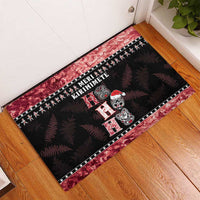 New Zealand Tiki Christmas Rubber Doormat Ho Ho Ho Paua Shell Glitter Red LT05 - Polynesian Pride