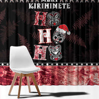 New Zealand Tiki Christmas Window Curtain Ho Ho Ho Paua Shell Glitter Red LT05 - Polynesian Pride