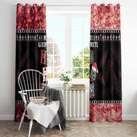 New Zealand Tiki Christmas Window Curtain Ho Ho Ho Paua Shell Glitter Red LT05 - Polynesian Pride