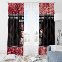 New Zealand Tiki Christmas Window Curtain Ho Ho Ho Paua Shell Glitter Red LT05 - Polynesian Pride