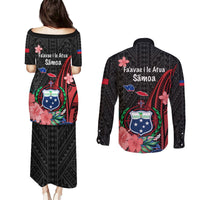 Samoa Independence Day Couples Matching Puletasi Dress and Long Sleeve Button Shirt Samoan Warriors Ula Fala LT05 - Polynesian Pride