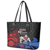 Samoa Independence Day Leather Tote Bag Samoan Warriors Ula Fala LT05 - Polynesian Pride