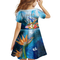 Personalised Kosrae Constitution Day Family Matching Long Sleeve Bodycon Dress and Hawaiian Shirt Humpback Whale Tropical Flowers LT05 - Polynesian Pride