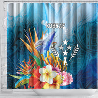 Kosrae Constitution Day Shower Curtain Humpback Whale Tropical Flowers LT05 - Polynesian Pride