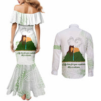 Personalised I LAVA YOU Volcano Valentine Couples Matching Mermaid Dress and Long Sleeve Button Shirt Polynesian Tribal Pattern LT05 - Polynesian Pride