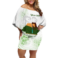 Personalised I LAVA YOU Volcano Valentine Off Shoulder Short Dress Polynesian Tribal Pattern LT05 Women White - Polynesian Pride