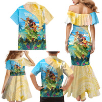 Personalised Hawaii Honolulu Festival Family Matching Mermaid Dress and Hawaiian Shirt Hula Girls Tropical Vibe LT05 - Polynesian Pride