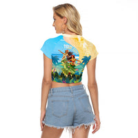 Personalised Hawaii Honolulu Festival Raglan Cropped T Shirt Hula Girls Tropical Vibe LT05 - Polynesian Pride