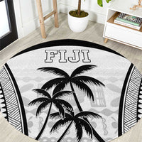 Fiji Tapa Football Round Carpet Sporty Style LT05 White - Polynesian Pride