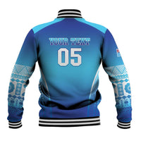 Custom Fiji Football Baseball Jacket Fijian Tapa Pattern