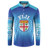 Custom Fiji Football Button Sweatshirt Fijian Tapa Pattern