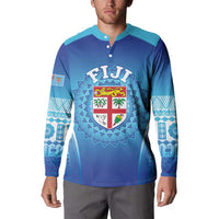 Custom Fiji Football Button Sweatshirt Fijian Tapa Pattern