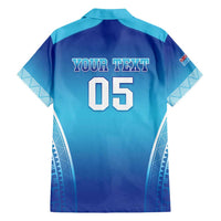 Custom Fiji Football Family Matching Off Shoulder Short Dress and Hawaiian Shirt Fijian Tapa Pattern