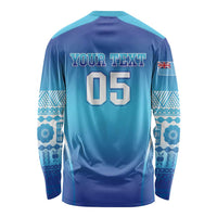 Custom Fiji Football Long Sleeve Shirt Fijian Tapa Pattern
