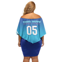 Custom Fiji Football Off Shoulder Short Dress Fijian Tapa Pattern