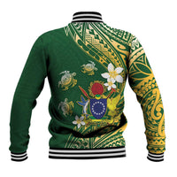 Cook Islands 15 Finest Baseball Jacket Plumeria Polynesian Turtle LT05 - Polynesian Pride