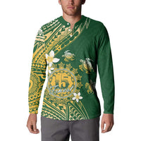 Cook Islands 15 Finest Button Sweatshirt Plumeria Polynesian Turtle LT05 - Polynesian Pride