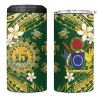 Cook Islands 15 Finest 4 in 1 Can Cooler Tumbler Plumeria Polynesian Turtle LT05 One Size: 16 oz Green - Polynesian Pride