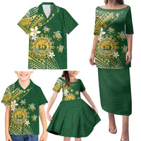 Cook Islands 15 Finest Family Matching Puletasi and Hawaiian Shirt Plumeria Polynesian Turtle