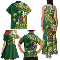 Cook Islands 15 Finest Family Matching Tank Maxi Dress and Hawaiian Shirt Plumeria Polynesian Turtle