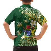 Cook Islands 15 Finest Kid Hawaiian Shirt Plumeria Polynesian Turtle
