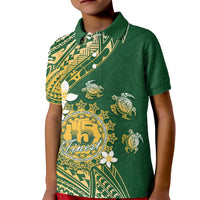 Cook Islands 15 Finest Kid Polo Shirt Plumeria Polynesian Turtle