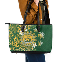 Cook Islands 15 Finest Leather Tote Bag Plumeria Polynesian Turtle