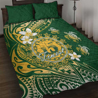 Cook Islands 15 Finest Quilt Bed Set Plumeria Polynesian Turtle LT05 Green - Polynesian Pride