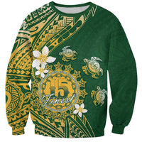 Cook Islands 15 Finest Sweatshirt Plumeria Polynesian Turtle LT05 Unisex Green - Polynesian Pride