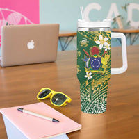 Cook Islands 15 Finest Tumbler With Handle Plumeria Polynesian Turtle LT05 - Polynesian Pride