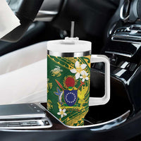 Cook Islands 15 Finest Tumbler With Handle Plumeria Polynesian Turtle LT05 - Polynesian Pride